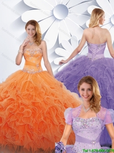 Cute Strapless Quinceanera Gowns with Beading and Ruffles for 2016 Spring