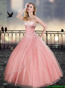 Fashionable Sweetheart Beading Quinceanera Gowns in Watermelon