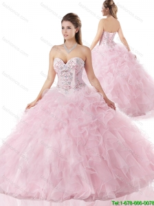 Hot Sale Ball Gown 2016 Ruffles Quinceanera Gowns with Beading