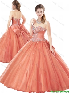 Perfect Rust Red Quinceanera Dresses with Beading and Bowknot