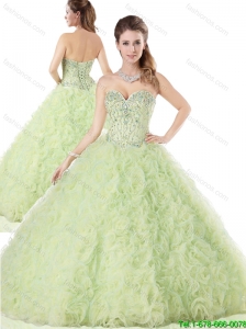 Perfect Yellow Green Quinceanera Dresses with Ruffles