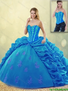 2015 Fsll Popular Ball Gown Beading Detachable Quinceanera Dresses with Pick Ups