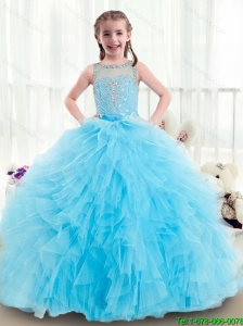 2015 winter Beautiful Ruffles and Beading Little Girl Pageant Dresses with Bateau