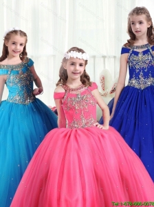 2016 Gorgeous Off the Shoulder New Style Little Girl Pageant Dresses with Beading