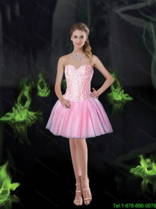Pretty Sweetheart Pink Prom Dresses with Beading for 2015