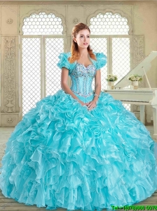 2016 Latest Sweetheart Quinceanera Gowns with Beading and Ruffles