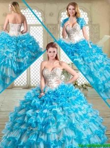 2016 Pretty Floor Length Quinceanera Dresses with Beading and Ruffled Layers