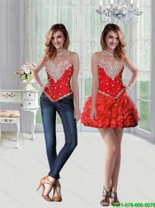 Lovely Sweetheart Mini Length Detachable Prom Dresses with Beading and Ruffles