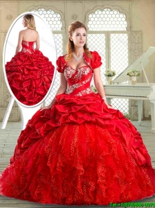 2016 Pretty Brush Train Sweet 16 Dresses with Beading and Pick Ups