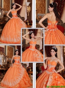 Pretty Beading and Appliques Quinceanera Gowns in Orange