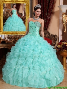 Clearance Beading and Ruffles Quinceanera Dresses in Apple Green