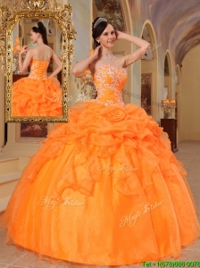 Clearance Orange Red Ball Gown Sweetheart Quinceanera Dresses