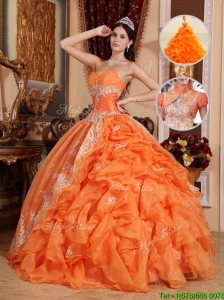 Discount Orange Red Ball Gown Quinceanera Dresses with Beading