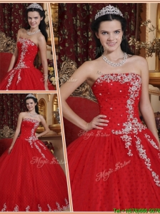 Discount  Red Ball Gown Strapless Quinceanera Dresses