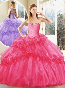 2016 Beautiful Hot Pink Quinceanera Dresses with Beading