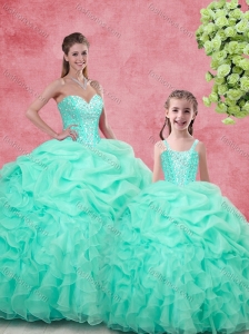 Gorgeous Ball Gown Beading Princesita with Quinceanera Dresses in Apple Green for 2016