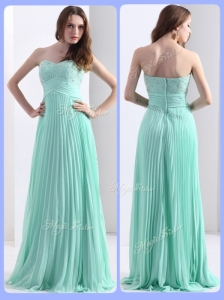 2016 Empire Beading and Sequins Apple Green Prom Dresses with Brush Train