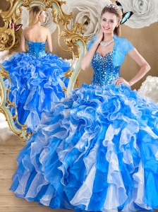 Pretty Multi Color Quinceanera Dresses with Ruffles and Beading