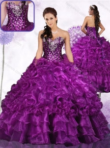 Clearance Beading Ball Gown Sweet 16 Quinceanera Dresses with Ruffles and Sequins