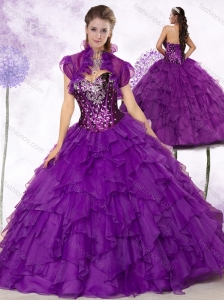 Discount  Sweetheart Ruffles and Sequins Quinceanera Dresses in Purple