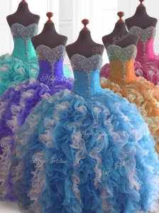 Low Price Beading and Ruffles Quinceanera Dresses in Multi Color