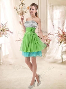 2016 Affordable Sweetheart Short Bridesmaid Dresses with Sequins and Belt