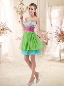 2016 Cheap Sweetheart Short Prom Dresses with Sequins and Belt