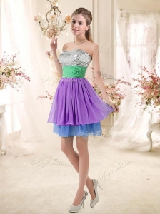 2016 Most Popular Sweetheart Multi Color Short Dama Dresses for Quinceanera with Sequins