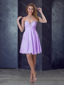 2016 Popular Empire Lilac Short Prom Dress with Beading