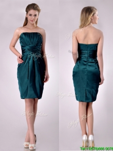 Exclusive Column Ruched Decorated Bodice Mother of the Bride Dress in Hunter Green
