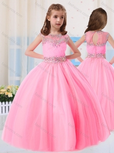 Beautiful Ball Gowns Scoop Short Sleeves Mini Quinceanera Dress in Baby Pink