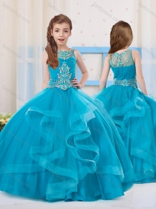 Pretty Ball Gowns Organza Beaded Side Zipper Mini Quinceanera Dress with Scoop