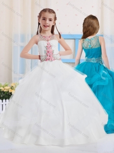 White Ball Gowns Scoop Organza Side Zipper Mini Quinceanera  Dress with Beading