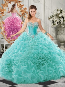 Classical Big Puffy Beaded and Ruffled Quinceanera Dresses in Organza