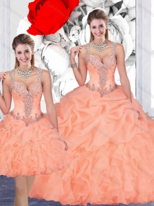 Most Popular See Through Back Beaded and Bubble Detachable Quinceanera Skirts in Organza