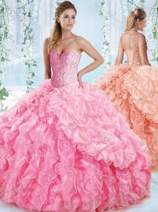 New Style Organze Beaded Rose Detachable Quinceanera Skirts with Detachable Straps