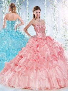 Latest Visible Boning Beaded Bodice Detachable Quinceanera Dress in Organza