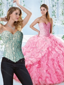 Lovely Rose Pink Perfect Quinceanera Dress with Beaded Bodice and Ruffles
