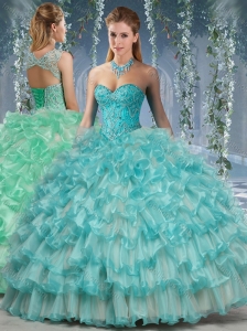 Lovely Big Puffy 15 Quinceanera Dress with Beading and Ruffles