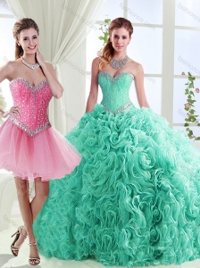 Romantic Rolling Flowers Really Puffy Discount Quinceanera Dresses in with Beading