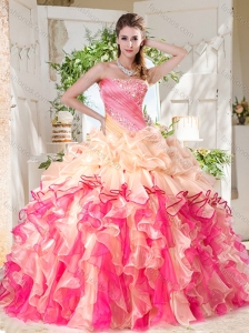 Cheap Big Puffy Colorful Quinceanera Dresses with Beading and Ruffles