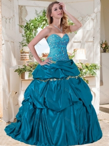 Lovely A Line Brush Train Taffeta Quinceanera Dresses with Beading and Bubbles