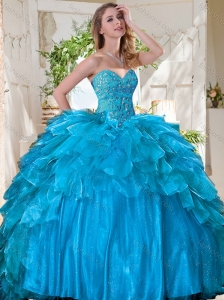 New Arrivals Beaded Bodice and Ruffled Quinceanera Dress in Tulle