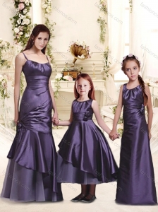 2016 Classical Straps Mermaid Bridesmaid Dress with Ruffles and Handle Made Flower