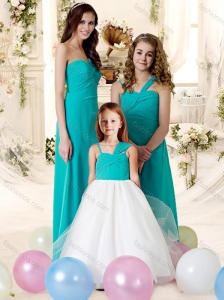 2016 Romantic Turquoise Chiffon Bridesmaid Dress with Floor Length