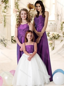 Beautiful Empire Floor Length Bridesmaid Dress in Eggplant Purple