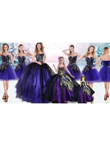 Elegant Peacock Applique Quinceanera Dress and Lovely Straps Mini Quinceanera Dress and Latest Purple Short Dama Dress