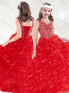 New Arrivals V Neck Rolling Flowers Mini Quinceanera  Dress in Red