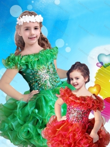 Affordable Scoop Cap Sleeves Little Girl Mini Quinceanera Dress with Beading and Ruffles