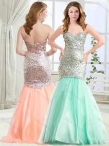 Gorgeous Mermaid Apple Green Evening Dress in Tulle and Sequins